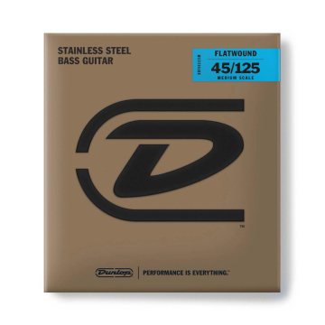 DUNLOP DBFS45125M Flatwound Stainless Steel Medium Scale Струны для 5-струнной бас-гитары - DUNLOP DBFS45125M Flatwound Stainless Steel Medium Scale Струны для 5-струнной бас-гитары