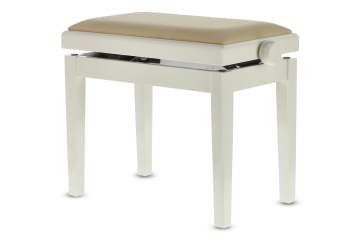 GEWA Piano Bench Deluxe White High Gloss Biege Seat - GEWA Piano Bench Deluxe White High Gloss Biege Seat