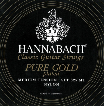 HANNABACH STRINGS FOR CLASSIC GUITAR SERIES 825 MEDIUM TENSION SPECIALIZED GOLD PLATED - HANNABACH STRINGS FOR CLASSIC GUITAR SERIES 825 MEDIUM TENSION SPECIALIZED GOLD PLATED
