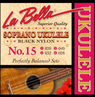 La Bella 15 Soprano Ukulele Black Nylon 28-32-40-28